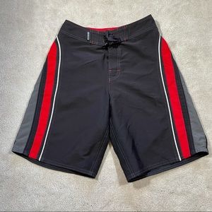 Kirra Board Shorts Red Black Gray 28 Summer
